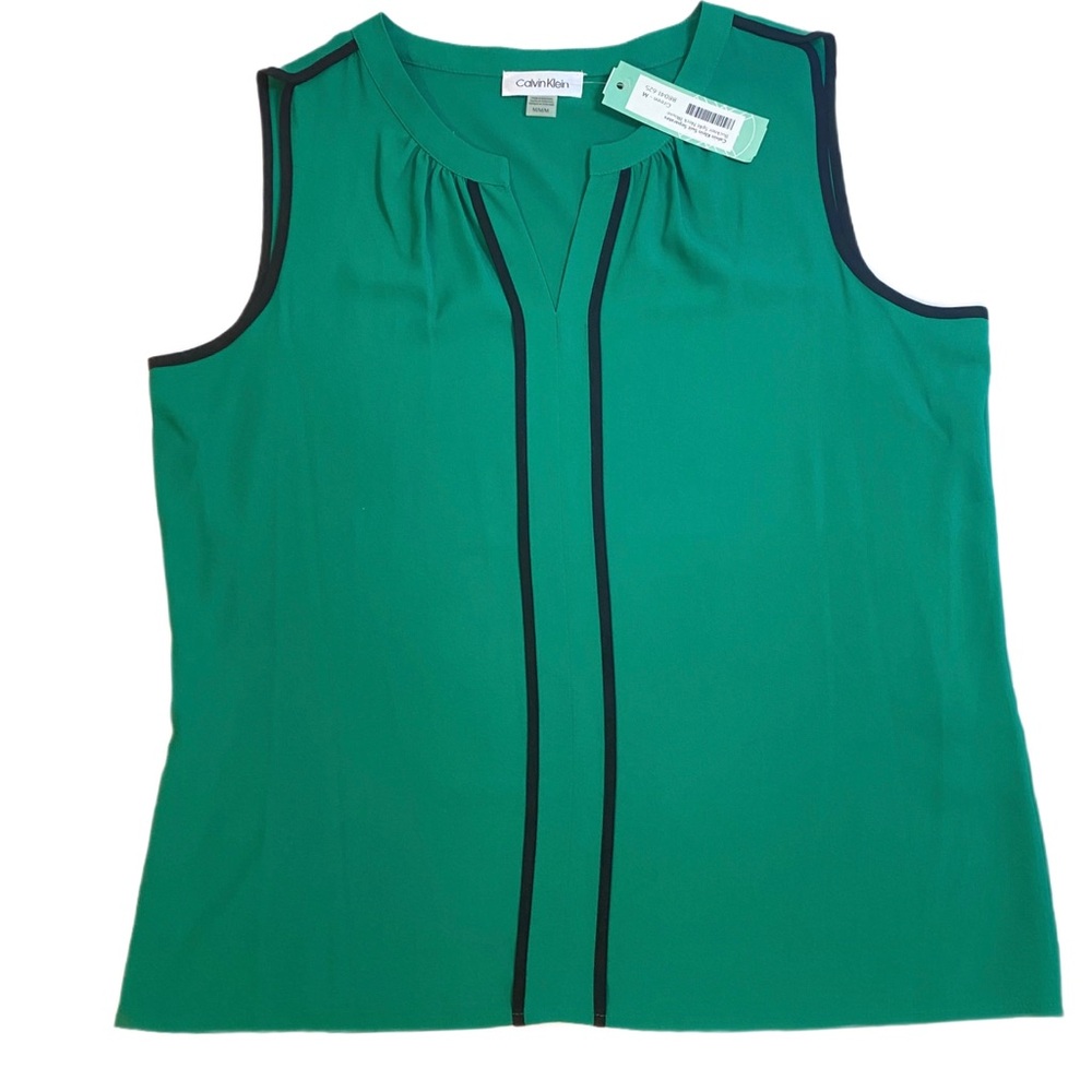 NWT Calvin Klein Suit Separates Emerald Green Sleeveless Blouse Size M